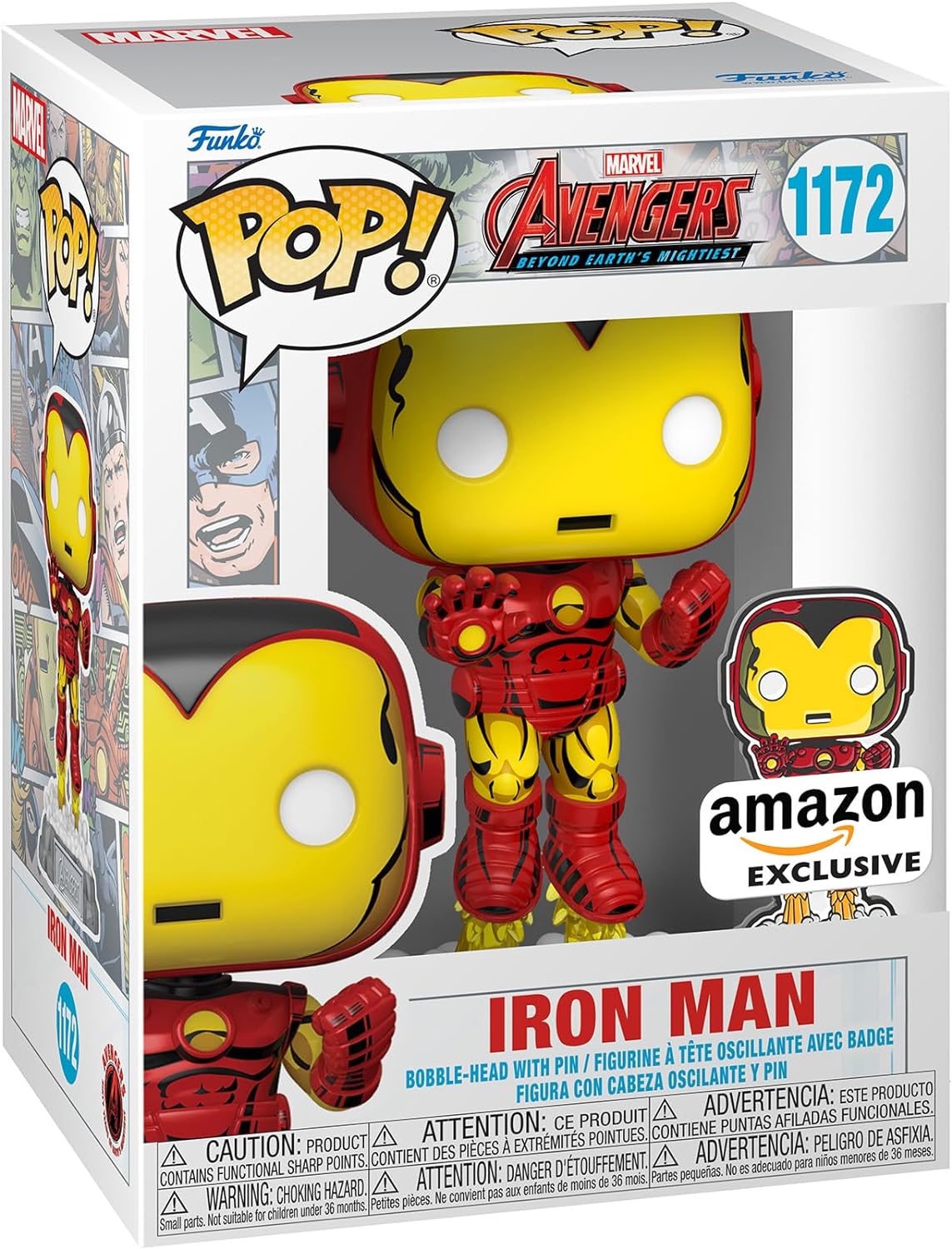 Funko POP! Marvel The Avengers: Earth's Mightiest Heroes 1172 Iron Man with Pin Amazon Exclusive